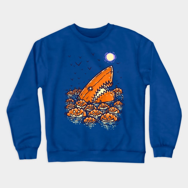 Jack O'Lantern Shark Crewneck Sweatshirt by nickv47